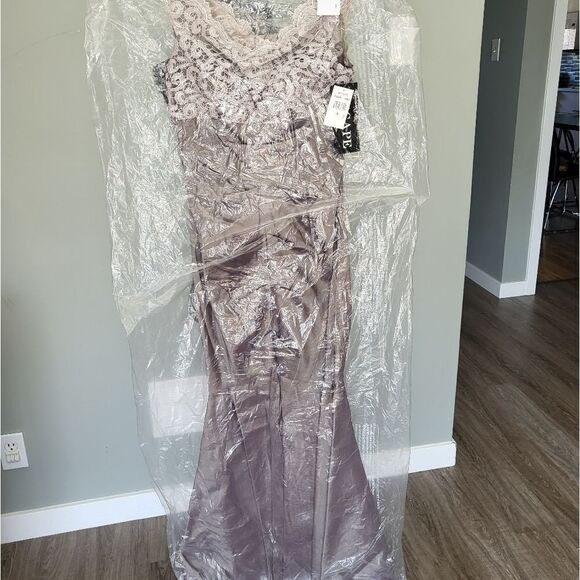 Xscape Lace Top Gown-MAUVE-6 - Picture 2 of 8
